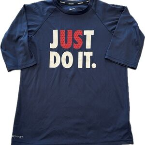 Nike Kids Navy Swim Shirt with Patriotic Logo size L